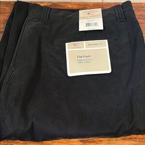 Architect Midnight Black flat front relaxed fit Chino Trousers